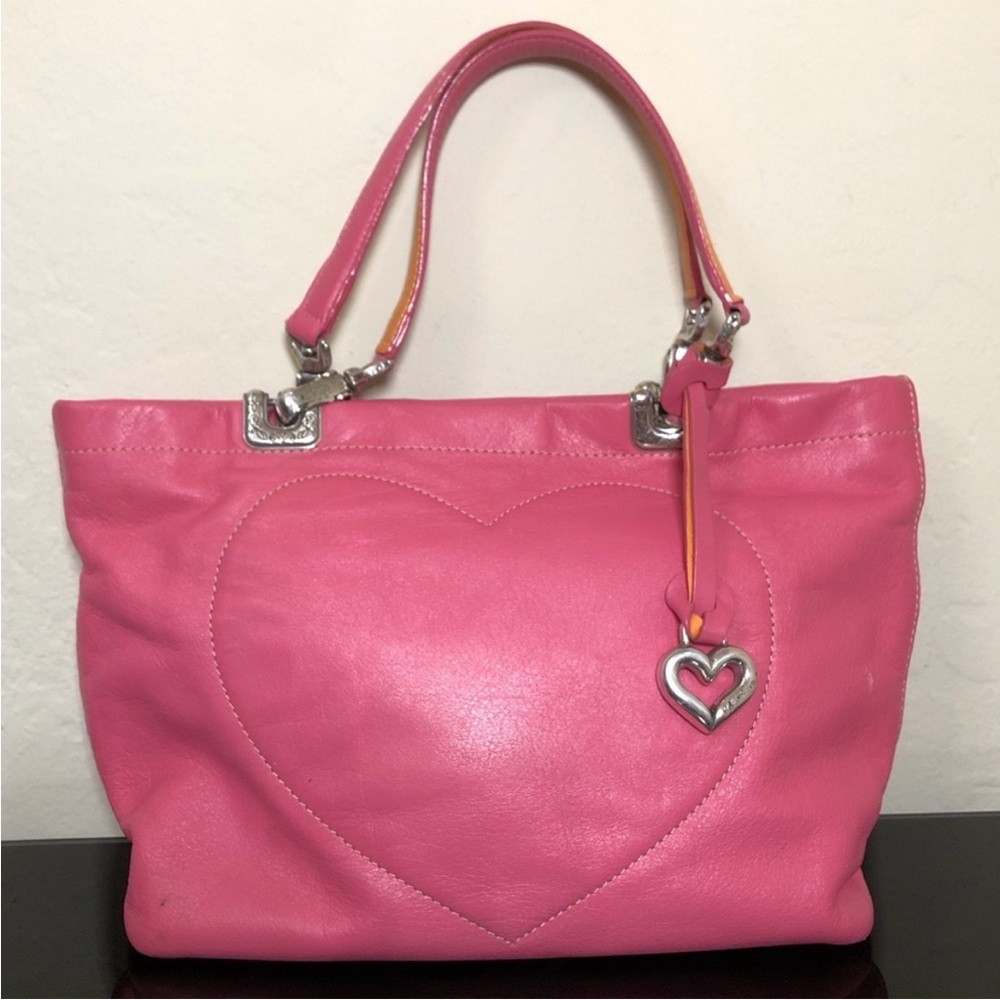 Brighton Jodie Pink Heart Leather Mini Handbag - reversible - Picture 1 of 13